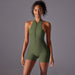 Shorts Zipper Jumpsuit-Army Green