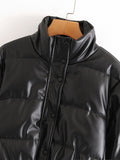 Veste en cuir à col montant