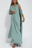 Cardigan Coat and Solid Dress Set for Women