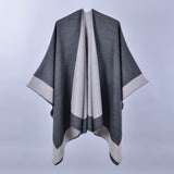 Double-Sided Frame Piping Shawl Black and Gray