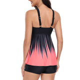 Gradient Split Swimsuit Women – Boxer Swimming Trunks & Tankini Set
