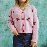 Kleiner Mantel Einreihiger Langarm Kurzer Pullover Cardigan