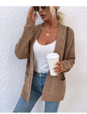 Twist Pocket Mid-Length Knitted Cardigan Coat