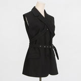 Ärmelloser Blazer mit Gürtelkragen für Damen