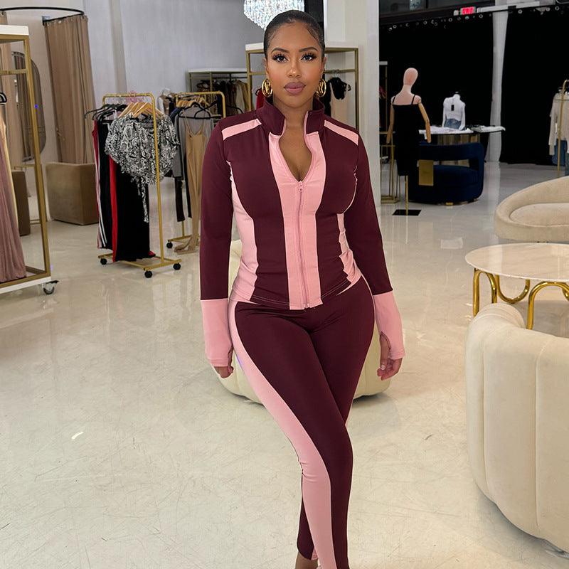 High Waist Stitched Design Two-Piece Outfit
