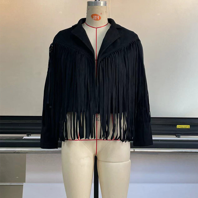 Schicke Wildlederjacke mit Quaste für Damen