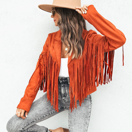 Schicke Wildlederjacke mit Quaste für Damen