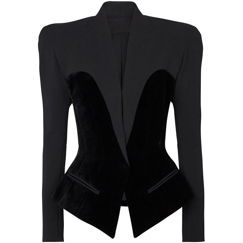 Schmaler Blazer mit Samtnähten und Sternen