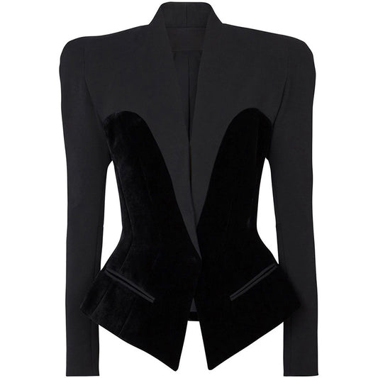 Schmaler Blazer mit Samtnähten und Sternen