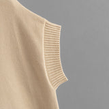 Ärmelloser Pullover mit hohem Halsausschnitt, einfarbig, locker gestrickt, Westentop für Damen