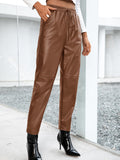 Faux Leather Loose Motorcycle Pants for Women
