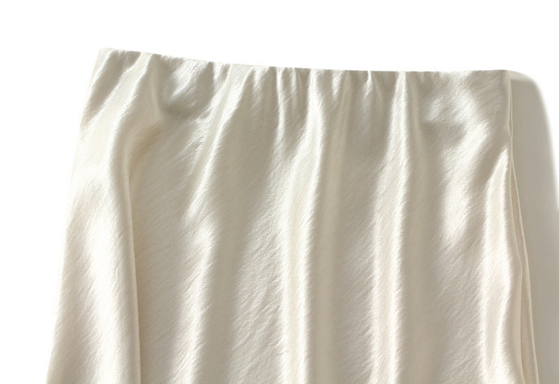 Elegant Pleated Satin Fishtail Skirt