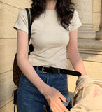 White Short Sleeve Round Neck Slimming Bandage Top for Women