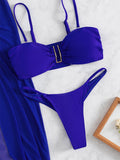 Bikini trois pièces sexy de couleur unie