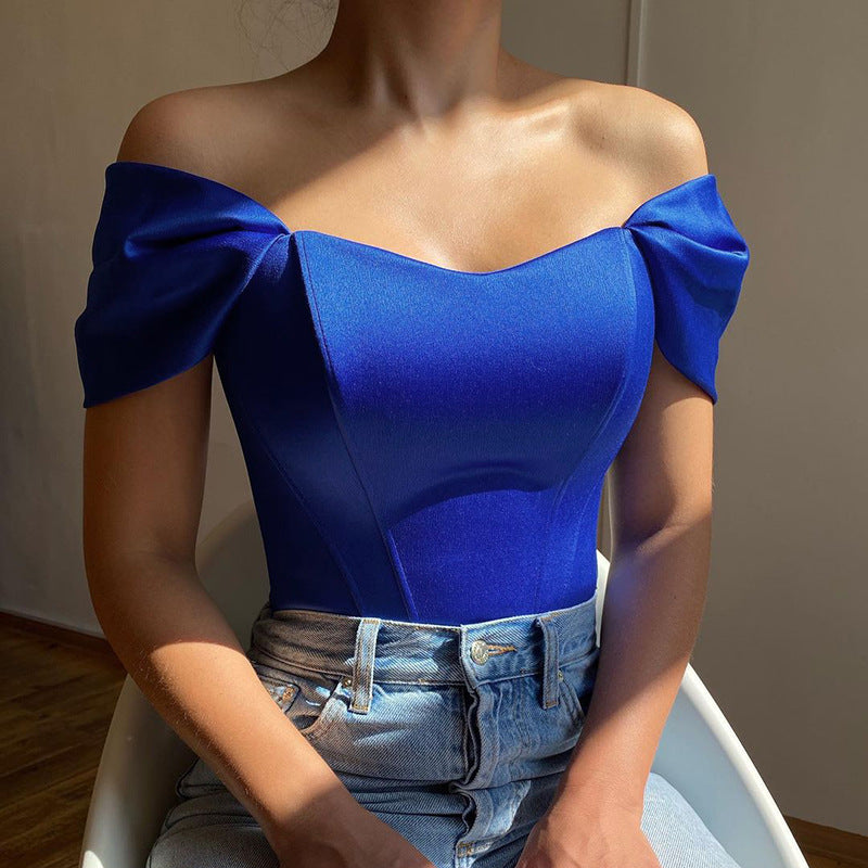 Satin Off-Shoulder Boning Corset Tube Top for Women