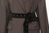 Double Belt Asymmetric Long Blazer Top