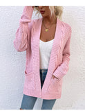 Twist Pocket Mid-Length Knitted Cardigan Coat