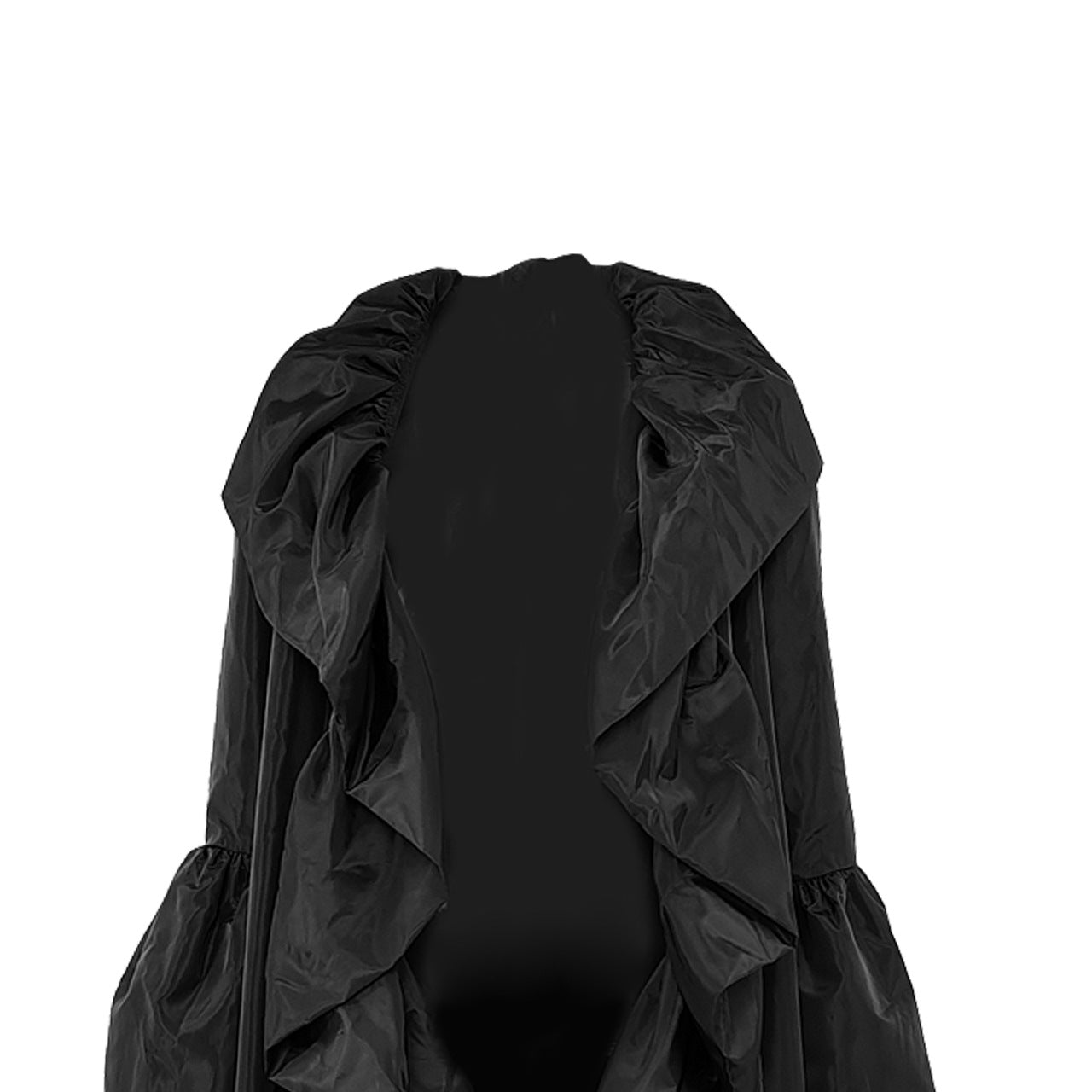 King-Size Solid Color Ruffle Inverness Coat