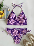 Sexy Bikini-Set mit Blumen-Ausschnitt und hoher Taille