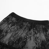 Black High Waist Lace Office See through Skirt Dress