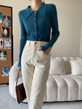 Pull polo slim fit à col pointu