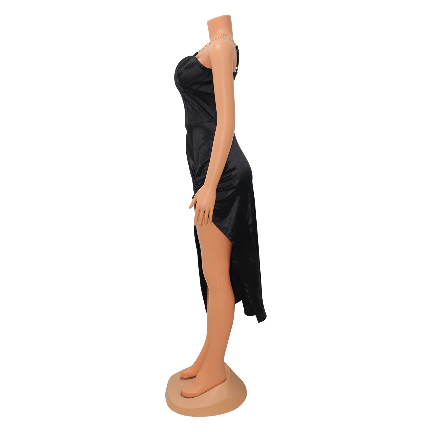 Sexy Asymmetric Solid Mid-Length Dress