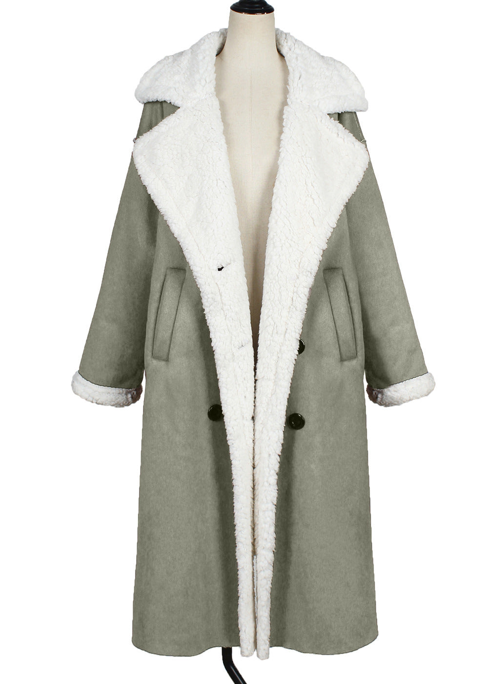 Women’s Thickened Fleece Lamb Wool Long Fur Coat