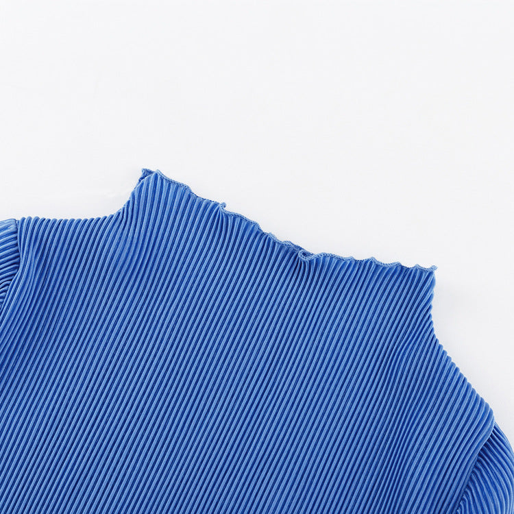 High Waist Blue Wide Leg Pants Suit