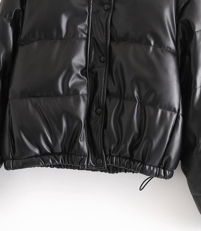 Veste en cuir à col montant