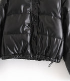 Veste en cuir à col montant
