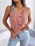 Casual V Neck Buttons Plait Cardigan for Women