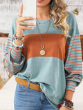T-shirt ras du cou à rayures contrastées pour femme
