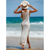 Rückenfreies gestricktes Maxi-Strandkleid