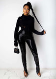 Light Faux Leather Pile Pants for Women