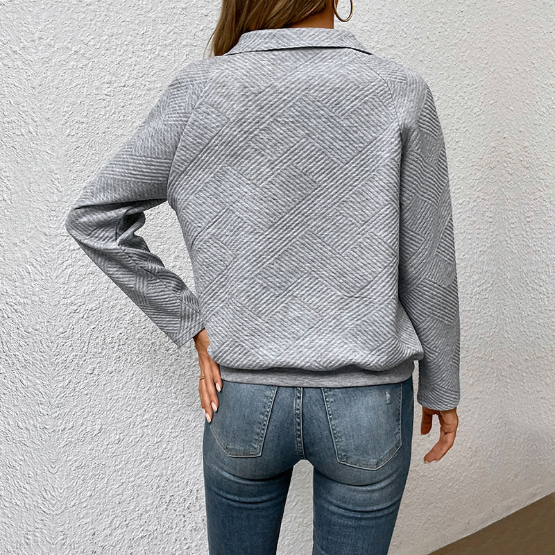 Klassisches einfarbiges Langarm-Sweatshirt für Damen