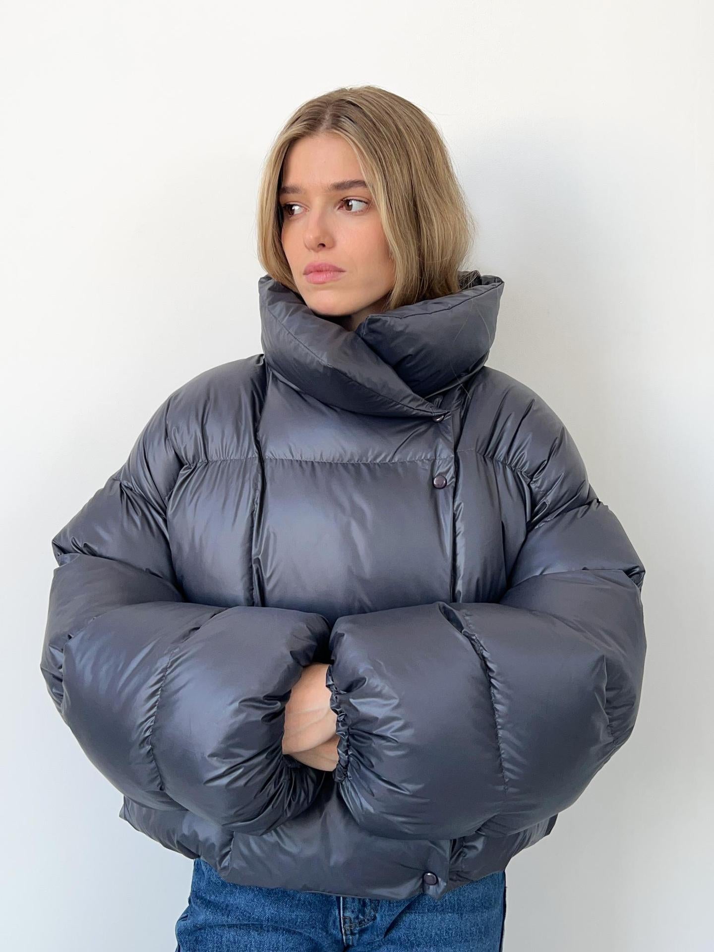 Trendy Brotjacke mit Kapuze und Baumwollpolsterung