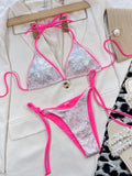 Heller Triangel-Bikini mit Neckholder