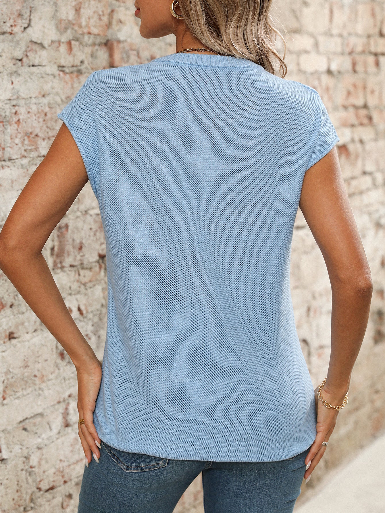 Casual V-Neck Thick Needle Knitted Sweater for Women