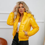 Veste matelassée à capuche en coton brillant