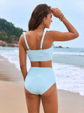 Dreiteiliger Bikini mit fliegendem Lotusblatt