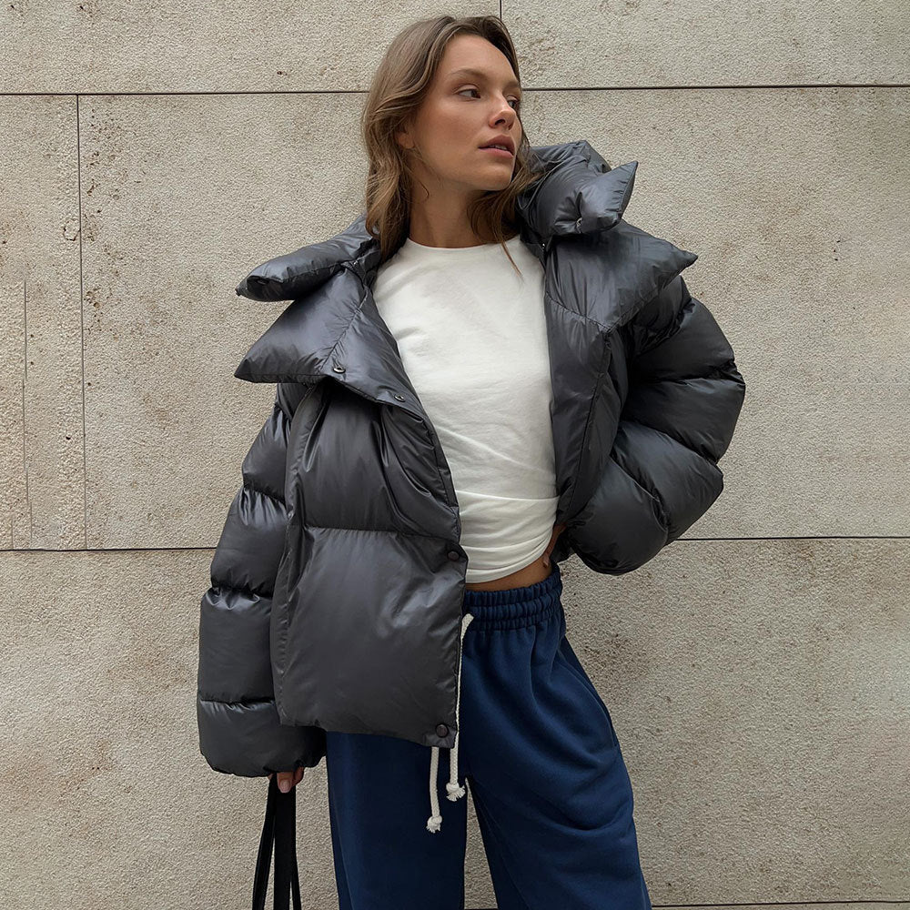 Trendy Brotjacke mit Kapuze und Baumwollpolsterung