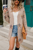 Mid-Length Five-Pointed Star Knitted Cardigan