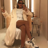 Women's Faux Rabbit Fur Coat – Knee-Length Thickened Plush Warm Coat