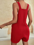 Relaxed Fit Suspender Shorts Romper for Women