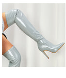 High Heel Patent Leather Stretch Knee Boots