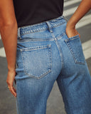 Retro High Waist Elastic Straight Jeans