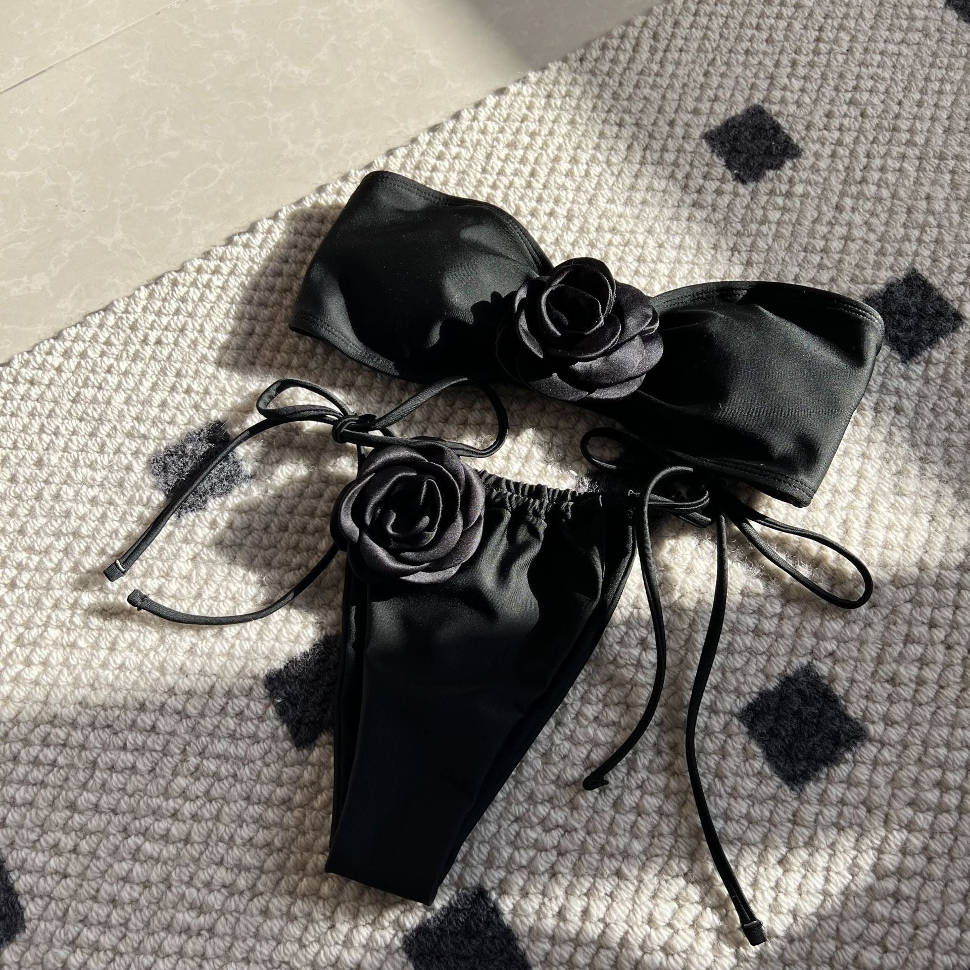 Bikini tube couleur unie rose