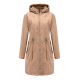Mid-Length Padded Parka with Fur Collar