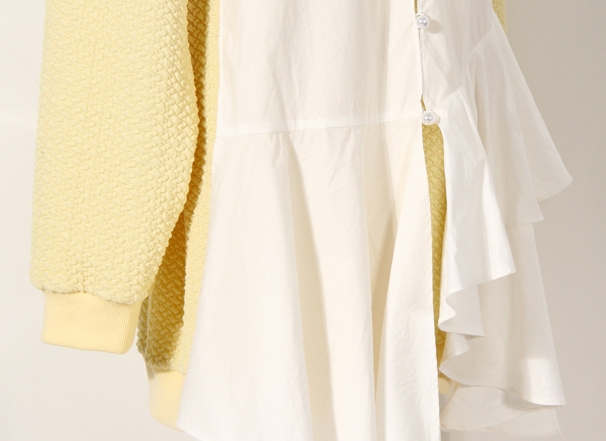 Bubble Sweater Faux Two-Piece Asymmetric Multi-Layer Ruffled Spaghetti Straps Dress