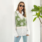 Preppy Süßer Pilz Jacquard Weste Pullover für Damen